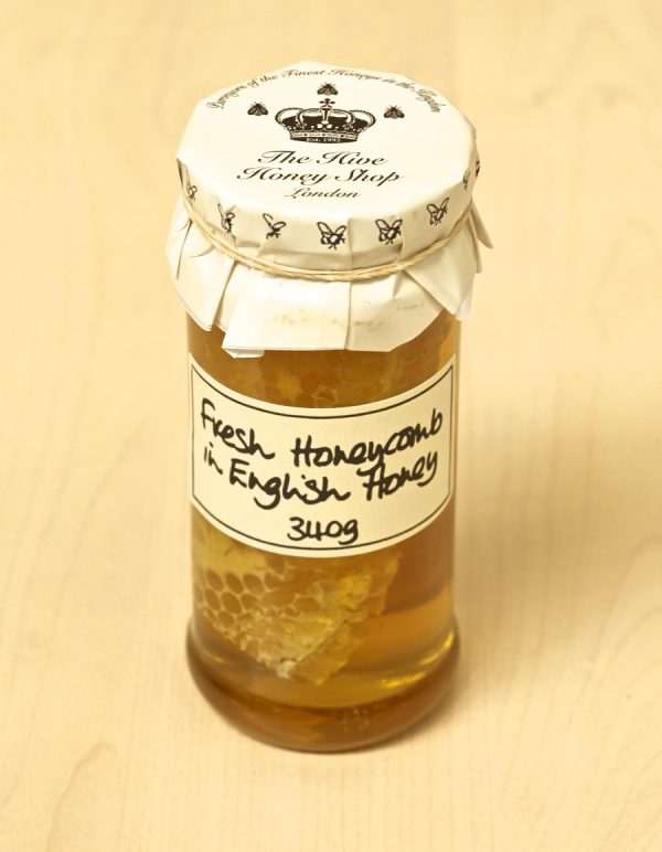 Raw English Rare Honey with honeycomb made by British beekeepers