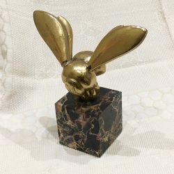 Vintage metal sculpture of “Bee” on marble base
