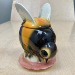 W.Goebel Western Germany Ceramic Bee Honey Pot with Lid, on the base is the blue - by W.Goebel mark